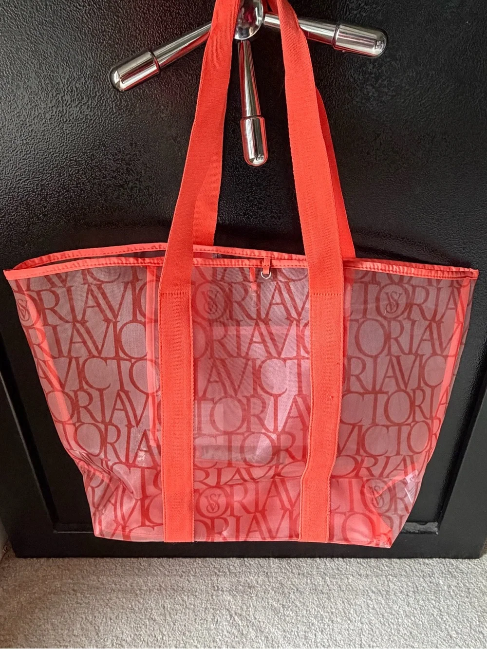 Victoria's Secret Coral Pink Logo Mesh Tote